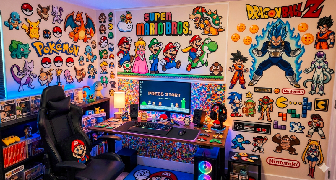 Setup Gamer con decoración de Artkal fuse beads
